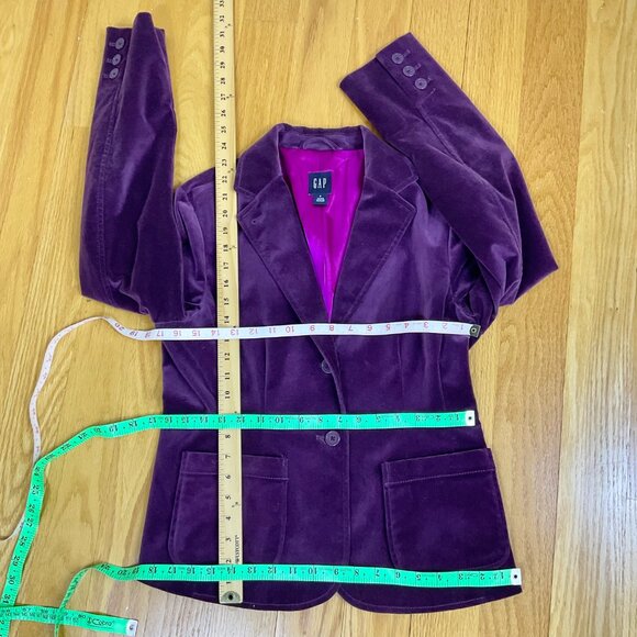 Gap Blazer Velvet Purple Single Breasted Y2K Pockets (8) - Picture 8 of 8